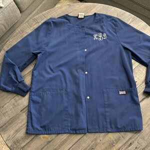 Monogrammed (KBD) Cherokee Scrub Jacket Size Small Navy Color